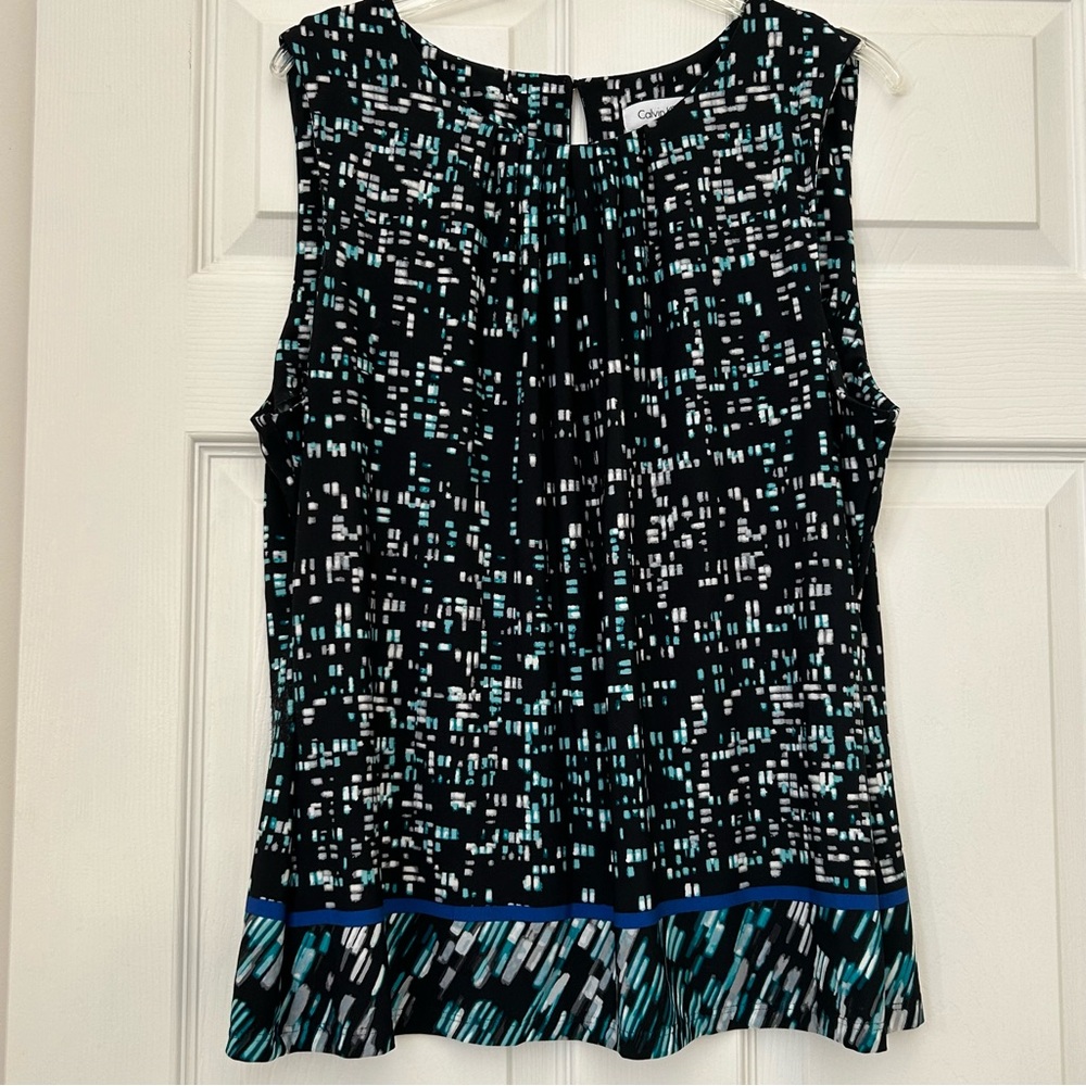 EUC Calvin Klein Sleeveless Career Dressy Geometric Blouse